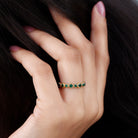 1 CT Emerald Uneven Eternity Ring in Bezel Setting Emerald - ( AAA ) - Quality - Rosec Jewels