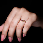 Filigree Detailed Ruby Gold Band Ring in Prong Setting Ruby - ( AAA ) - Quality - Rosec Jewels