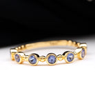 1 CT Bezel Set Tanzanite Half Eternity Ring with Gold Beaded Tanzanite - ( AAA ) - Quality - Rosec Jewels