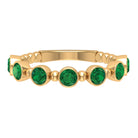 3/4 CT Created Emerald Stackable Ring with Beaded Details Lab Created Emerald - ( AAAA ) - Quality - Rosec Jewels