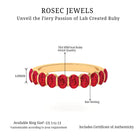 Oval Cut Created Ruby Half Eternity Ring in Bar Setting Lab Created Ruby - ( AAAA ) - Quality - Rosec Jewels