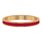 1/2 CT Milgrain Princess Cut Ruby Half Eternity Ring Ruby - ( AAA ) - Quality - Rosec Jewels