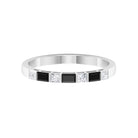 3/4 CT Minimal Black Onyx Seven Stone Band Ring with Diamond Black Onyx - ( AAA ) - Quality - Rosec Jewels