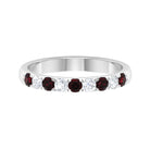 Garnet and Diamond Half Eternity Band Ring Garnet - ( AAA ) - Quality - Rosec Jewels