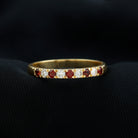 Garnet and Diamond Half Eternity Band Ring Garnet - ( AAA ) - Quality - Rosec Jewels