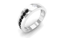 Moissanite and Lab Grown Black Diamond Wedding Band Lab Created Black Diamond - ( AAAA ) - Quality - Rosec Jewels