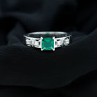 Princess Cut Lab Grown Emerald and Diamond Wedding Band Ring Lab Created Emerald - ( AAAA ) - Quality - Rosec Jewels