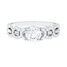 2 CT Round and Baguette Moissanite Designer Solitaire Engagement Ring Moissanite - ( D-VS1 ) - Color and Clarity - Rosec Jewels