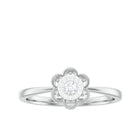 Real Diamond Solitaire Flower Ring with Miracle Plate Diamond - ( HI-SI ) - Color and Clarity - Rosec Jewels