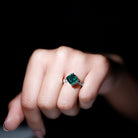 Created Emerald Solitaire Engagement Ring with Moissanite Lab Created Emerald - ( AAAA ) - Quality - Rosec Jewels