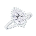 Pear Shape Moissanite Halo Engagement Ring Moissanite - ( D-VS1 ) - Color and Clarity - Rosec Jewels