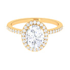 Oval Shape Moissanite Halo Engagement Ring Moissanite - ( D-VS1 ) - Color and Clarity - Rosec Jewels