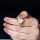 Oval Cut Created Yellow Sapphire and Diamond Classic Halo Ring Lab Created Yellow Sapphire - ( AAAA ) - Quality - Rosec Jewels