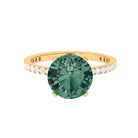 Created Green Sapphire Solitaire Engagement Ring with Diamond Lab Created Green Sapphire - ( AAAA ) - Quality - Rosec Jewels