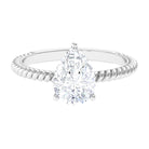 Certified Pear Zircon Solitaire Engagement Ring Zircon - ( AAAA ) - Quality - Rosec Jewels