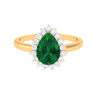 Pear Created Emerald and Diamond Halo Engagement Ring Lab Created Emerald - ( AAAA ) - Quality - Rosec Jewels