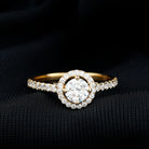 Round Cut Moissanite Halo Promise Ring in Gold Moissanite - ( D-VS1 ) - Color and Clarity - Rosec Jewels