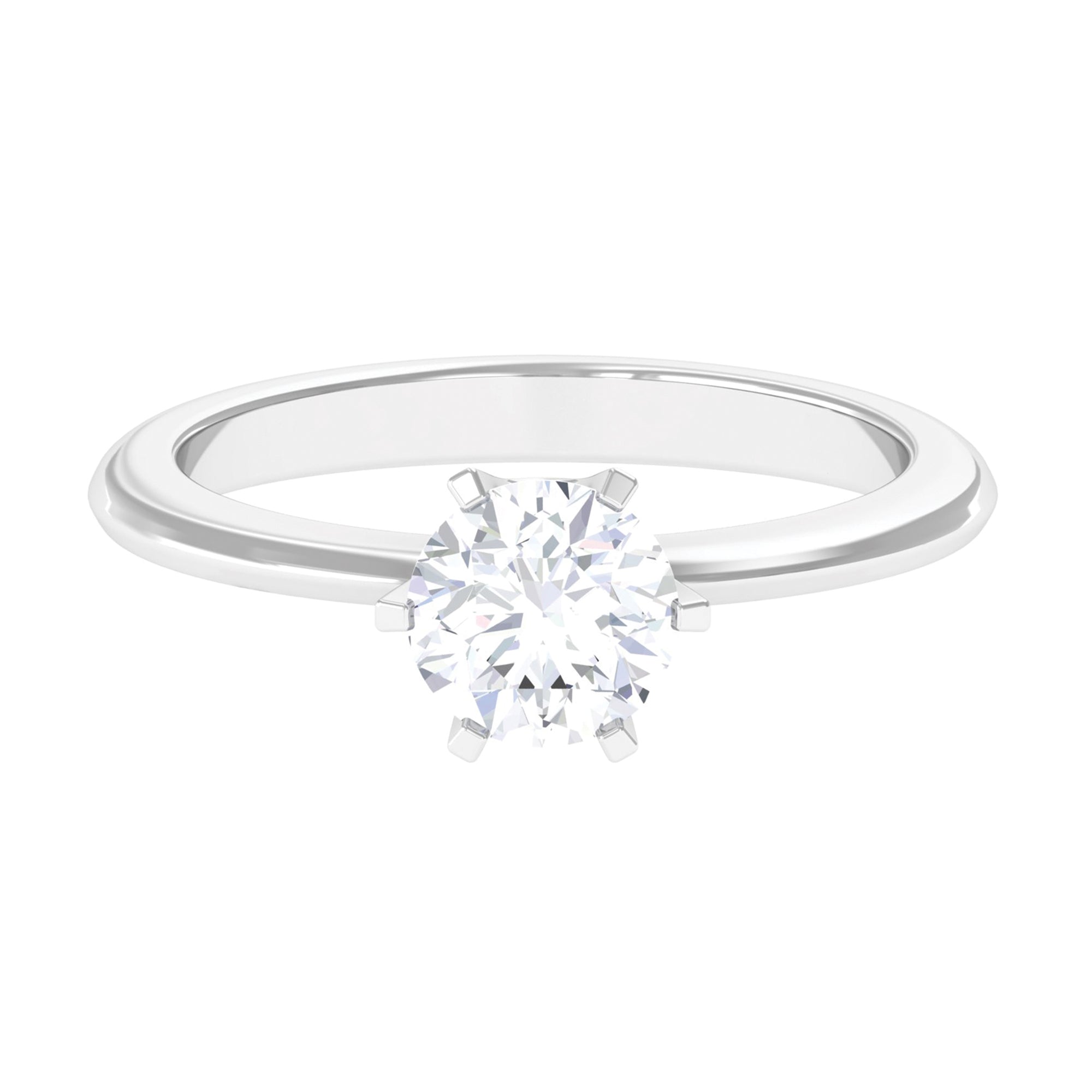 1 CT Certified Moissanite Round Cut Solitaire Ring in Gold Moissanite - ( D-VS1 ) - Color and Clarity - Rosec Jewels