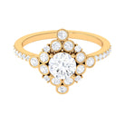 Round Moissanite Vintage Style Engagement Ring Moissanite - ( D-VS1 ) - Color and Clarity - Rosec Jewels