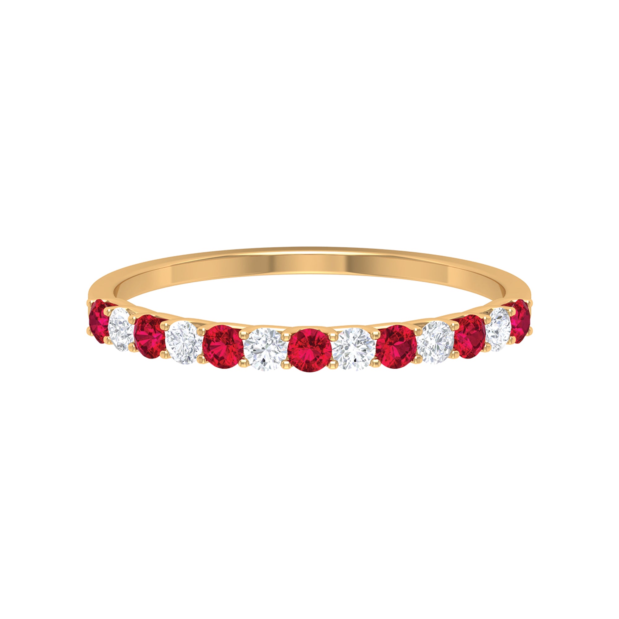 3/4 CT Created Ruby and Moissanite Enhancer Band Ring Lab Created Ruby - ( AAAA ) - Quality - Rosec Jewels