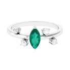 Minimal Marquise Emerald Solitaire Ring with Diamond Emerald - ( AAA ) - Quality - Rosec Jewels