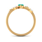 Minimal Marquise Emerald Solitaire Ring with Diamond Emerald - ( AAA ) - Quality - Rosec Jewels