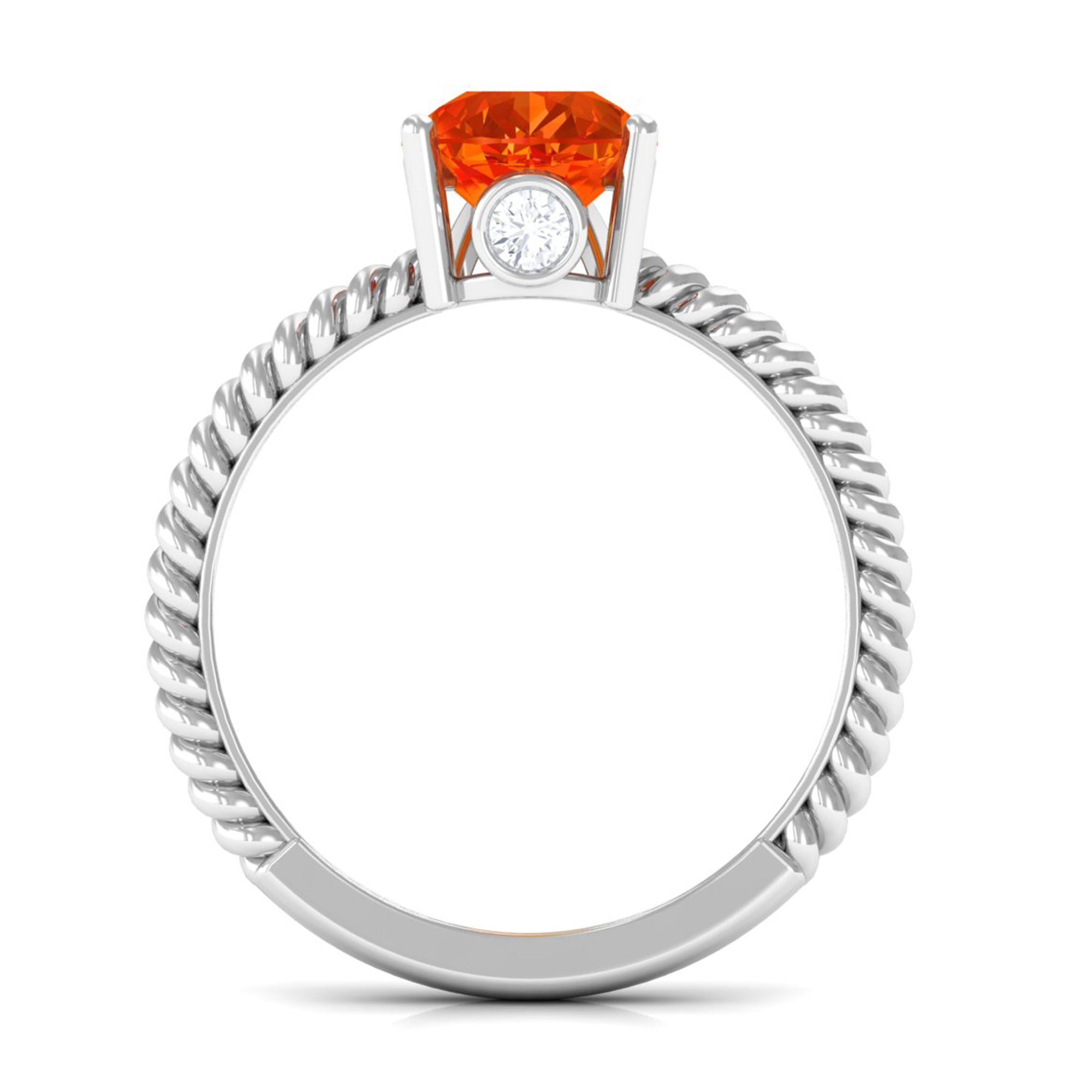 Pear Cut Created Orange Sapphire Solitaire Engagement Ring Lab Created Orange Sapphire - ( AAAA ) - Quality - Rosec Jewels