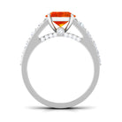 Lab Created Orange Sapphire and Moissanite Engagement Ring Lab Created Orange Sapphire - ( AAAA ) - Quality - Rosec Jewels