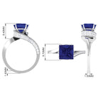Unique Created Blue Sapphire Solitaire Engagement Ring Lab Created Blue Sapphire - ( AAAA ) - Quality - Rosec Jewels