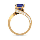 Unique Created Blue Sapphire Solitaire Engagement Ring Lab Created Blue Sapphire - ( AAAA ) - Quality - Rosec Jewels
