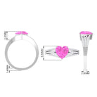 Created Pink Sapphire Heart Engagement Ring with Diamond Lab Created Pink Sapphire - ( AAAA ) - Quality - Rosec Jewels