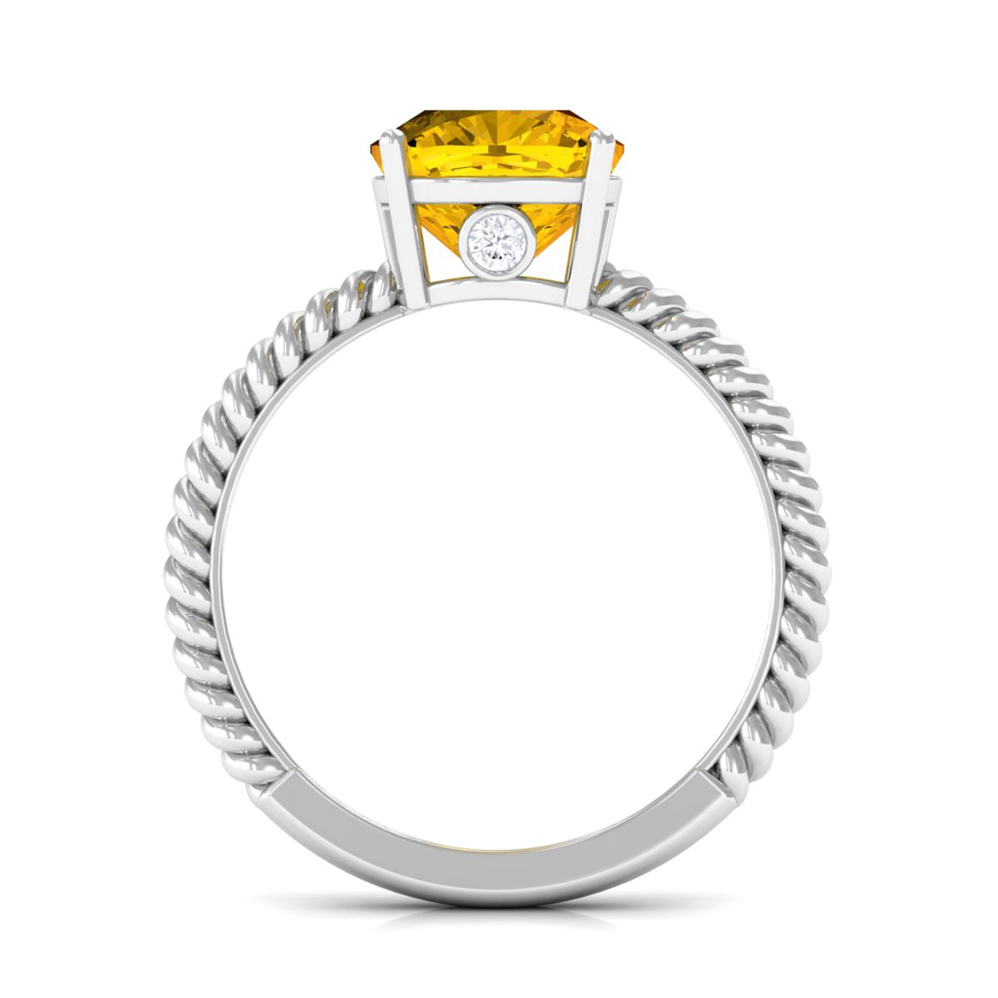 Created Yellow Sapphire Solitaire Engagement Ring Lab Created Yellow Sapphire - ( AAAA ) - Quality - Rosec Jewels