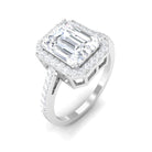 Emerald Cut Cubic Zirconia Statement Engagement Ring Zircon - ( AAAA ) - Quality - Rosec Jewels