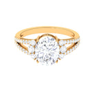 Solitaire Cubic Zirconia Oval Engagement Ring with Side Stones Zircon - ( AAAA ) - Quality - Rosec Jewels