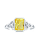 Lab Created Yellow Sapphire Engagement Ring with Diamond Lab Created Yellow Sapphire - ( AAAA ) - Quality - Rosec Jewels