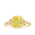 Lab Created Yellow Sapphire Engagement Ring with Diamond Lab Created Yellow Sapphire - ( AAAA ) - Quality - Rosec Jewels