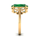 Oval Created Emerald Solitaire Engagement Ring with Diamond Lab Created Emerald - ( AAAA ) - Quality - Rosec Jewels