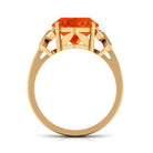 Created Orange Sapphire Oval Engagement Ring with Diamond Lab Created Orange Sapphire - ( AAAA ) - Quality - Rosec Jewels