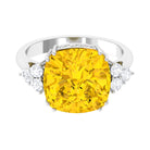 Lab Created Yellow Sapphire Solitaire Engagement Ring Lab Created Yellow Sapphire - ( AAAA ) - Quality - Rosec Jewels