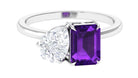 Real Amethyst and Moissanite Toi Et Moi Ring Amethyst - ( AAA ) - Quality - Rosec Jewels