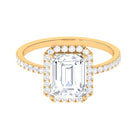 Certified Emerald Cut Moissanite Halo Statement Engagement Ring Moissanite - ( D-VS1 ) - Color and Clarity - Rosec Jewels