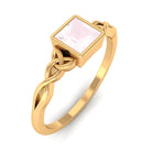 5 MM Princess Cut Rose Quartz Solitaire Celtic Ring in Bezel Setting Rose Quartz - ( AAA ) - Quality - Rosec Jewels