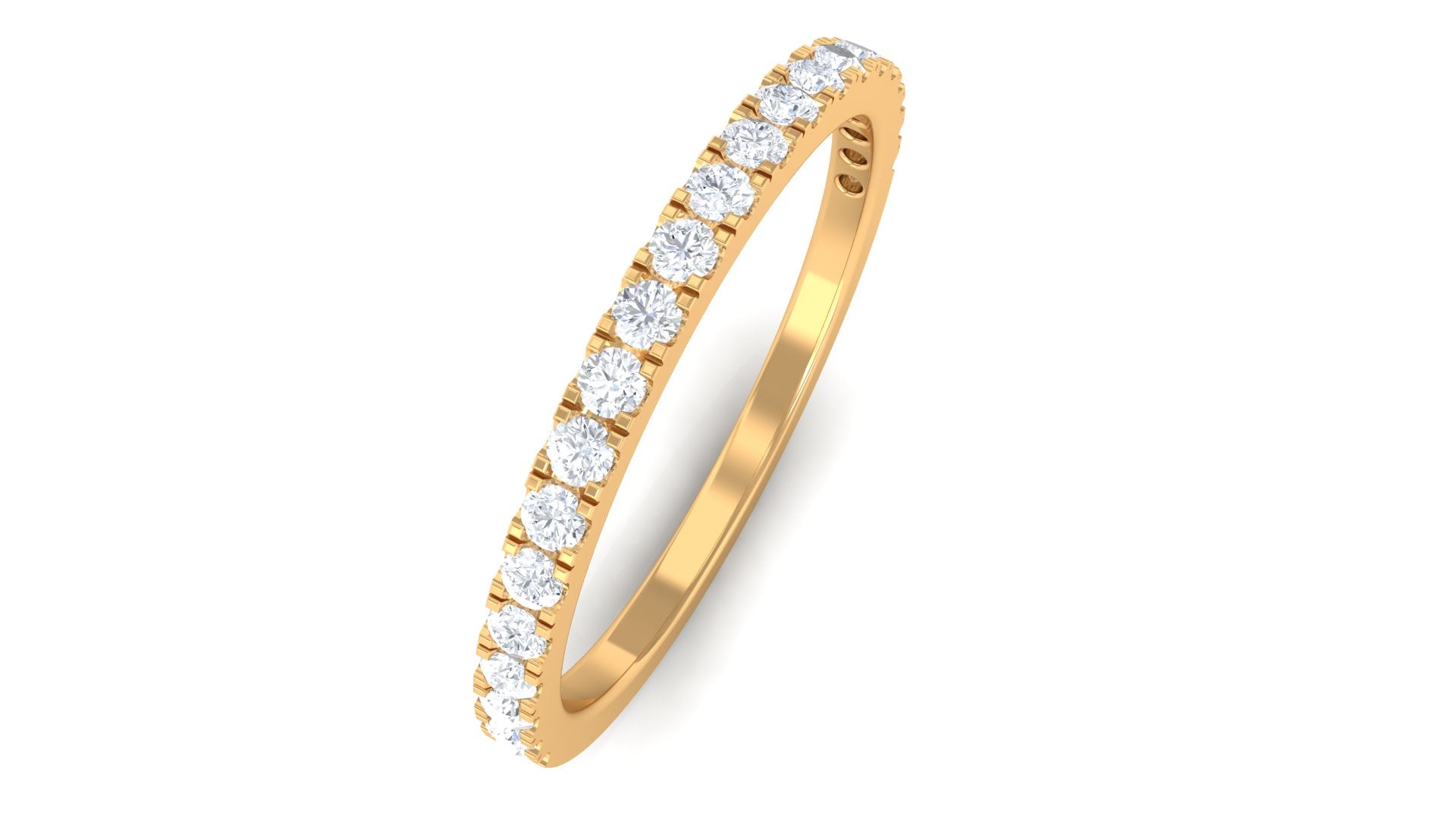 Certified Moissanite Half Eternity Stackable Ring Moissanite - ( D-VS1 ) - Color and Clarity 14K Yellow Gold - Rosec Jewels