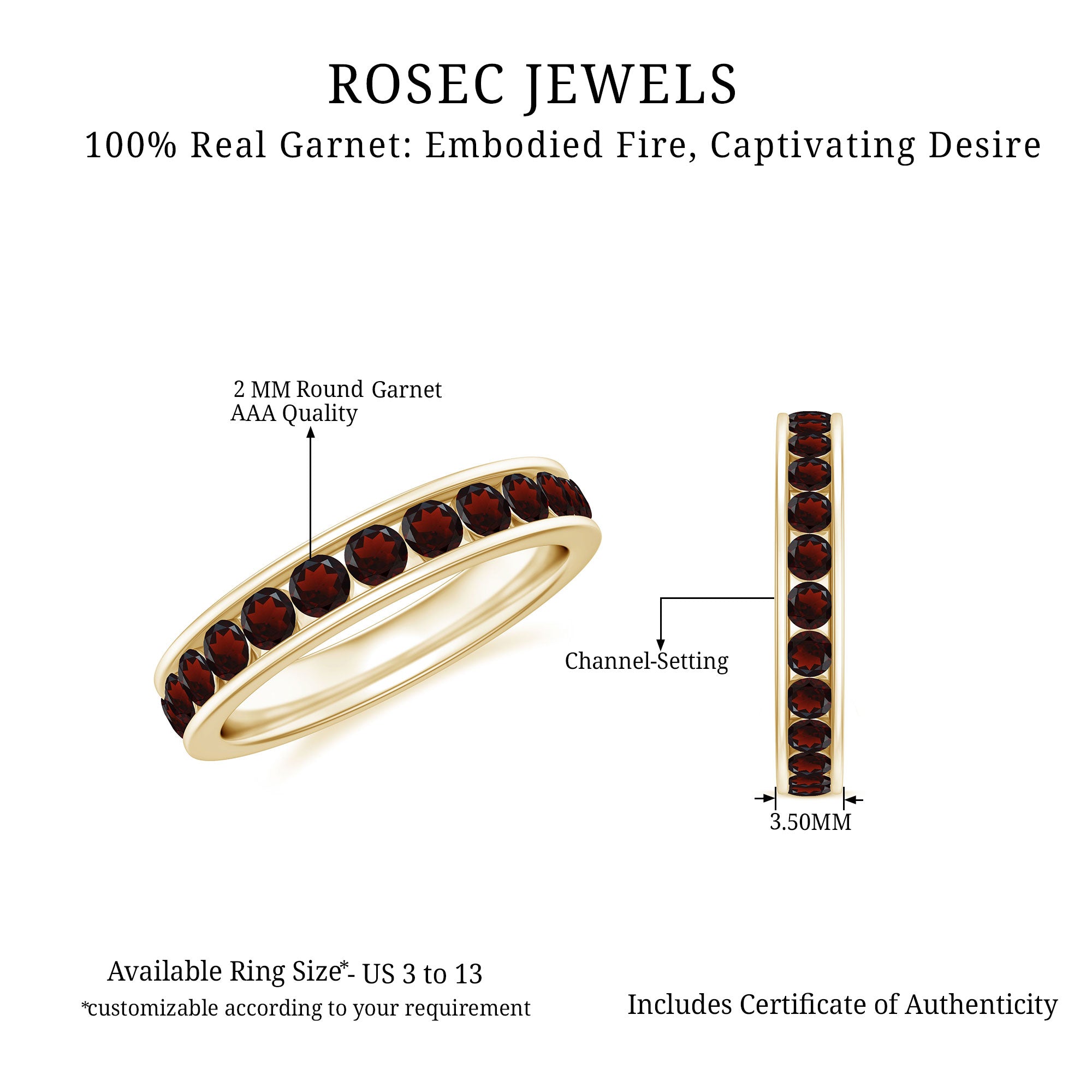 1.25 CT Trellis Set Garnet Eternity Ring for Women Garnet - ( AAA ) - Quality - Rosec Jewels