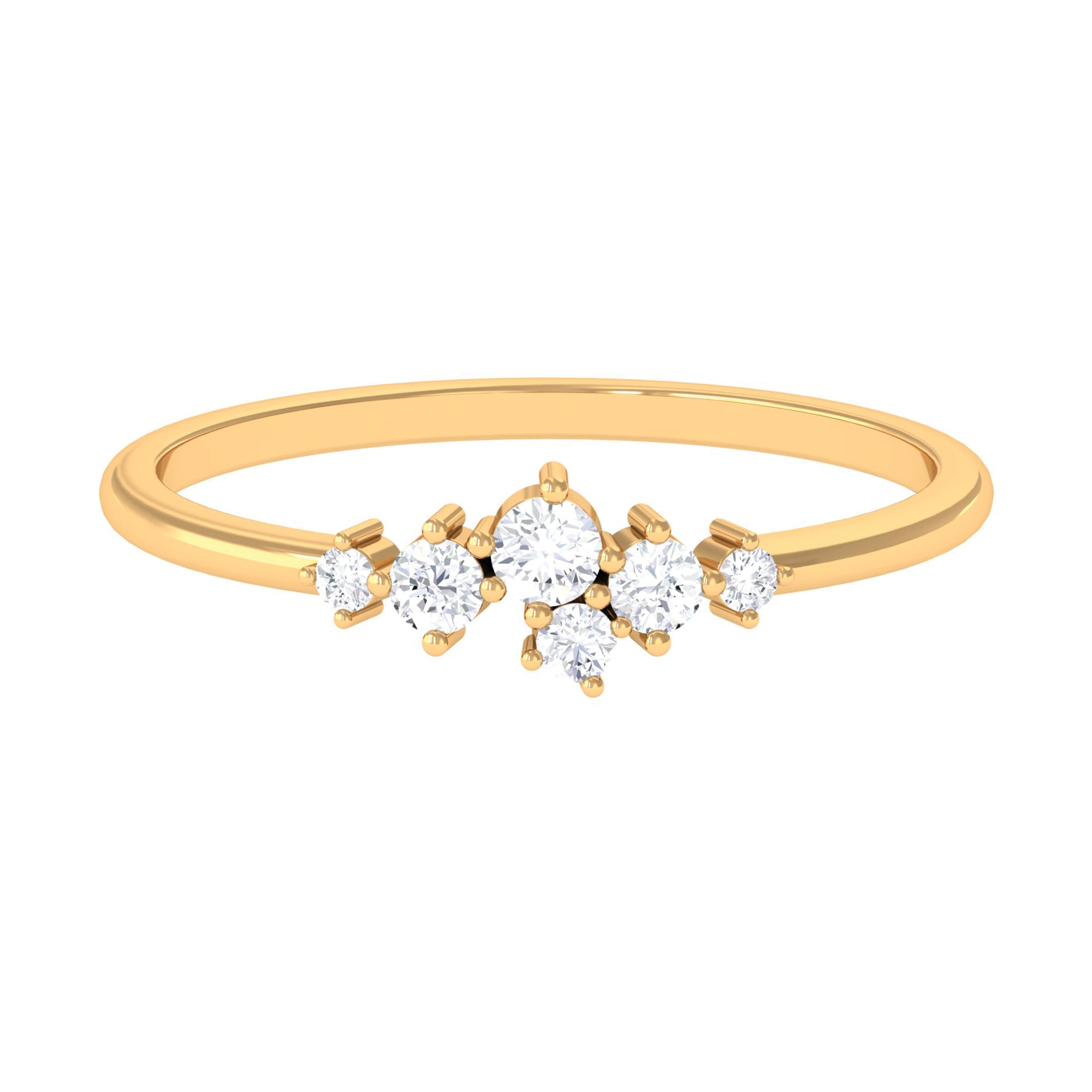 Round Diamond Minimal Cluster Promise Ring in Prong Setting Diamond - ( HI-SI ) - Color and Clarity - Rosec Jewels