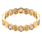 Diamond and Gold Geometric Band Ring Diamond - ( HI-SI ) - Color and Clarity - Rosec Jewels