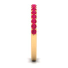 Natural Ruby Simple Stackable Ring with Diamond Accent Ruby - ( AAA ) - Quality - Rosec Jewels