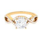 4 CT Cushion Cut Moissanite Solitaire Crossover Ring in Gold Moissanite - ( D-VS1 ) - Color and Clarity - Rosec Jewels