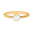 1/2 CT Bezel Set Zircon Solitaire Minimal Ring with Twisted Rope Details Zircon - ( AAAA ) - Quality - Rosec Jewels