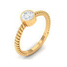 1/2 CT Bezel Set Zircon Solitaire Minimal Ring with Twisted Rope Details Zircon - ( AAAA ) - Quality - Rosec Jewels